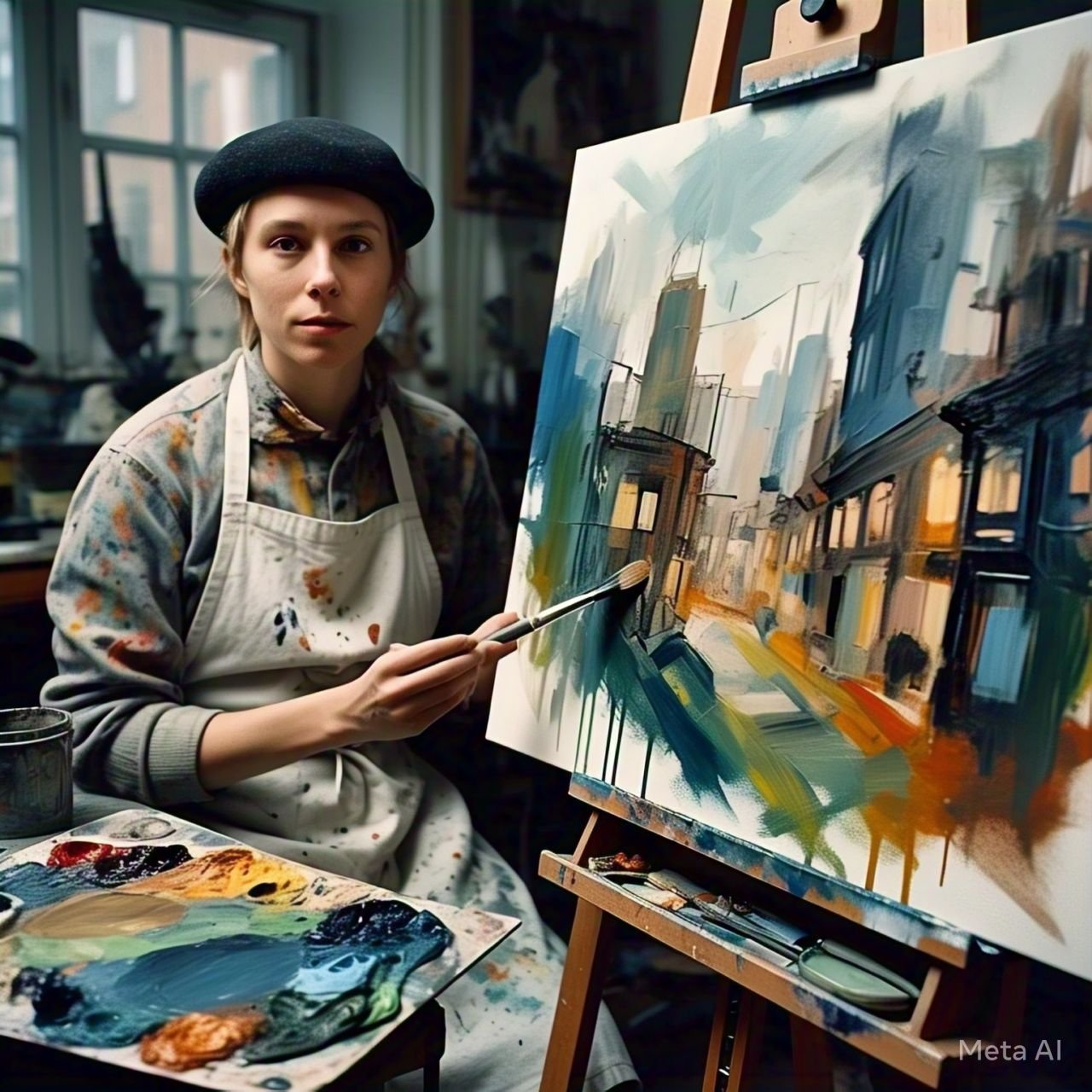 "Ilustração de uma pessoa segurando um pincel, criando arte"