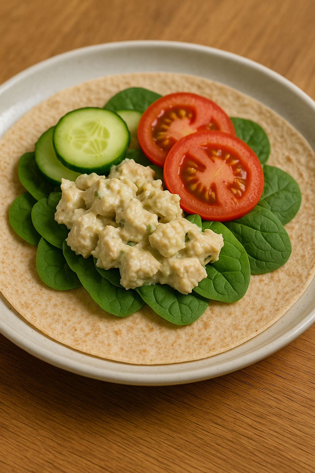 Wrap saudável com frango e salada para lanche e perda de peso