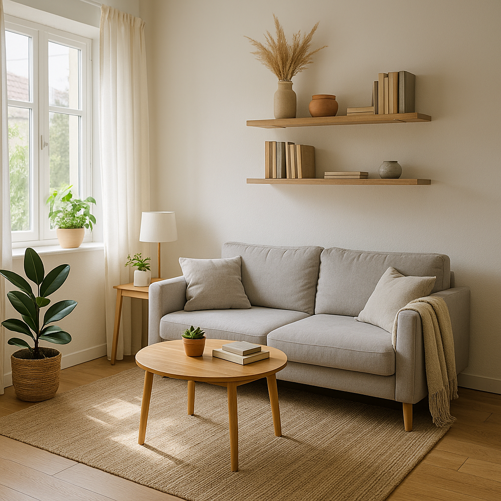 Ambiente pequeno organizado com decoração minimalista