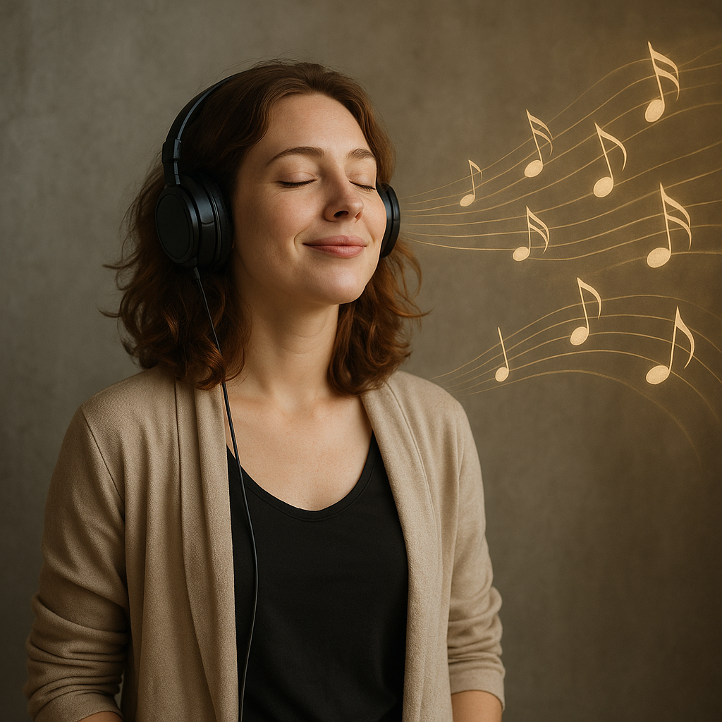 Pessoa ouvindo música clássica enquanto desenvolve um processo criativo