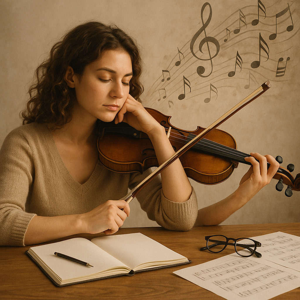 Pessoa refletindo e desenvolvendo sensibilidade artística ao ouvir música clássica