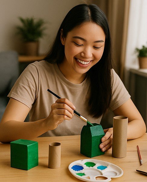 Resultado final de arte feita com materiais recicláveis