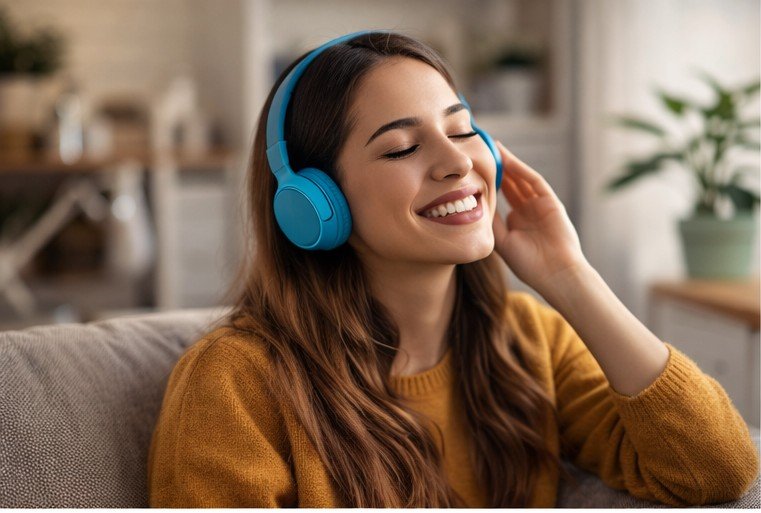 pessoa cantando e expressando alegria através da música