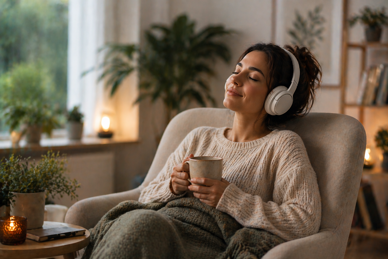 pessoa usando música para aliviar a mente sobrecarregada e a ansiedade