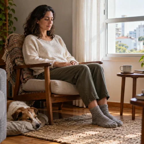 Pessoa pratica meditação de forma simples em um ambiente tranquilo